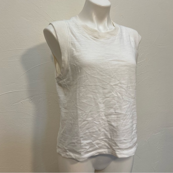 FAHERTY WHITE ORGANIC COTTON SUNWASHED SLUB MUSCLE SUSTAINABLE TANK TOP - Picture 8 of 15